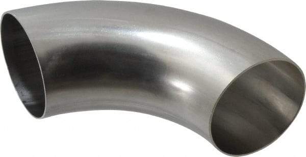 VNE - 3", Unpolished Style, Sanitary Stainless Steel Pipe 90° Elbow - Butt Weld x Butt Weld Connection, Grade 304 - Industrial Tool & Supply