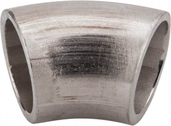 VNE - 3/4", Unpolished Style, Sanitary Stainless Steel Pipe 45° Elbow - Butt Weld x Butt Weld Connection, Grade 304 - Industrial Tool & Supply