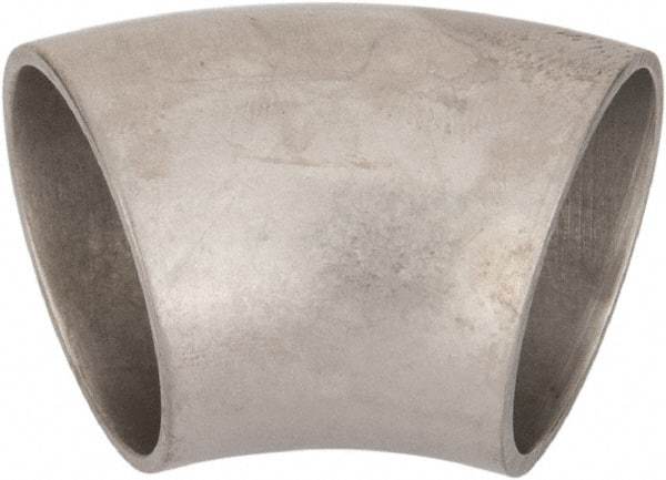 VNE - 1-1/4", Unpolished Style, Sanitary Stainless Steel Pipe 45° Elbow - Butt Weld x Butt Weld Connection, Grade 316L - Industrial Tool & Supply