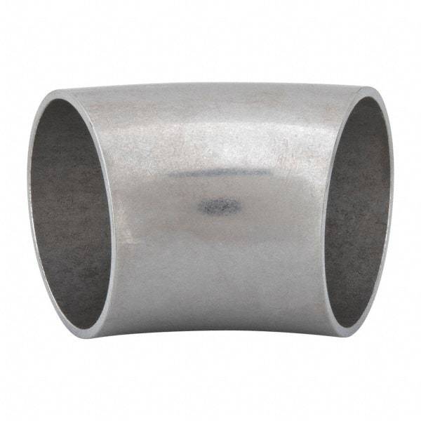 VNE - 1-1/2", Unpolished Style, Sanitary Stainless Steel Pipe 45° Elbow - Butt Weld x Butt Weld Connection, Grade 304 - Industrial Tool & Supply