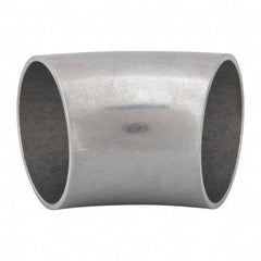 VNE - 1-1/2", Unpolished Style, Sanitary Stainless Steel Pipe 45° Elbow - Butt Weld x Butt Weld Connection, Grade 304 - Industrial Tool & Supply