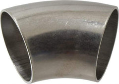 VNE - 2", Unpolished Style, Sanitary Stainless Steel Pipe 45° Elbow - Butt Weld x Butt Weld Connection, Grade 304 - Industrial Tool & Supply