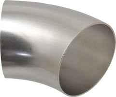 VNE - 4", Unpolished Style, Sanitary Stainless Steel Pipe 45° Elbow - Butt Weld x Butt Weld Connection, Grade 304 - Industrial Tool & Supply
