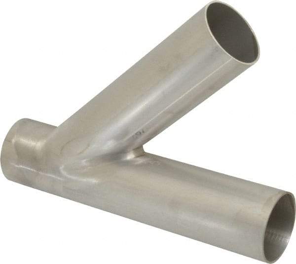 VNE - 2", Unpolished Style, Sanitary Stainless Steel Pipe 45° Lateral - Butt Weld x Butt Weld x Butt Weld Connection, Grade 304 - Industrial Tool & Supply