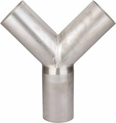VNE - 4", Unpolished Style, Sanitary Stainless Steel Pipe True Y - Butt Weld x Butt Weld x Butt Weld Connection, Grade 304 - Industrial Tool & Supply