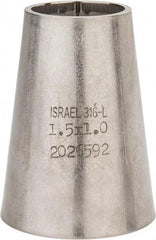 VNE - 1-1/2 x 1", Unpolished Style, Sanitary Stainless Steel Pipe Concentric Reducer - Butt Weld x Butt Weld Connection, Grade 316L - Industrial Tool & Supply