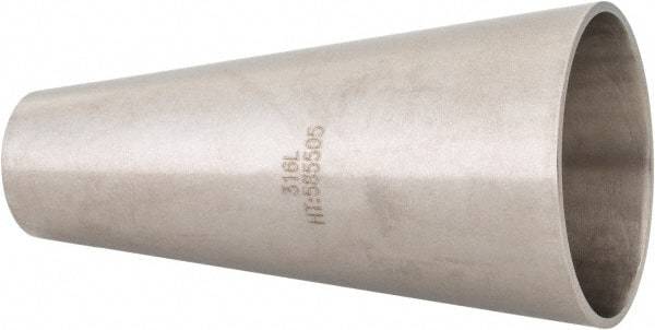 VNE - 2 x 1", Unpolished Style, Sanitary Stainless Steel Pipe Concentric Reducer - Butt Weld x Butt Weld Connection, Grade 316L - Industrial Tool & Supply