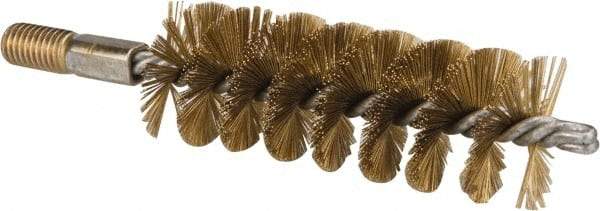 Value Collection - 1-1/2" Diam Helical Brass Tube Brush - 0.012" Filament Diam, 4-1/4" Brush Length, 7-1/2" OAL, 1/2-12 Male Shank - Industrial Tool & Supply