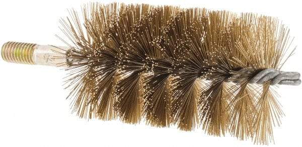 Value Collection - 2-1/2" Diam Helical Brass Tube Brush - 0.014" Filament Diam, 4-1/4" Brush Length, 7-1/2" OAL, 1/2-12 Male Shank - Industrial Tool & Supply