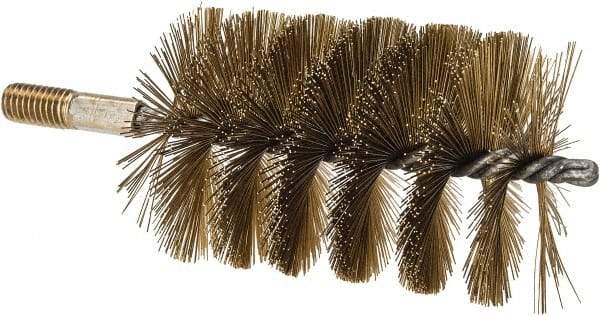 Value Collection - 3" Diam Helical Brass Tube Brush - 0.016" Filament Diam, 4-1/4" Brush Length, 7-1/2" OAL, 1/2-12 Male Shank - Industrial Tool & Supply