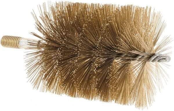 Value Collection - 3-1/2" Diam Helical Brass Tube Brush - 0.016" Filament Diam, 4-1/4" Brush Length, 7-1/2" OAL, 1/2-12 Male Shank - Industrial Tool & Supply