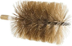 Value Collection - 3-1/2" Diam Helical Brass Tube Brush - 0.016" Filament Diam, 4-1/4" Brush Length, 7-1/2" OAL, 1/2-12 Male Shank - Industrial Tool & Supply