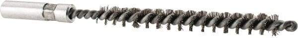 Value Collection - 1/4" Diam Helical Stainless Steel Tube Brush - 0.006" Filament Diam, 2-3/8" Brush Length, 4" OAL, 3/16-24 Female Shank - Industrial Tool & Supply