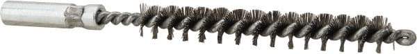 Value Collection - 5/16" Diam Helical Stainless Steel Tube Brush - 0.006" Filament Diam, 2-3/8" Brush Length, 4" OAL, 3/16-24 Female Shank - Industrial Tool & Supply