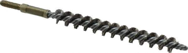 Value Collection - 3/8" Diam Helical Stainless Steel Tube Brush - 0.008" Filament Diam, 3-1/8" Brush Length, 5-1/8" OAL, 3/16-24 Male Shank - Industrial Tool & Supply