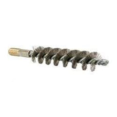 Value Collection - 1" Diam Helical Stainless Steel Tube Brush - 0.012" Filament Diam, 4-1/4" Brush Length, 7-1/2" OAL, 1/2-12 Male Shank - Industrial Tool & Supply