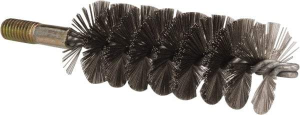 Value Collection - 1-3/4" Diam Helical Stainless Steel Tube Brush - 0.012" Filament Diam, 4-1/4" Brush Length, 7-1/2" OAL, 1/2-12 Male Shank - Industrial Tool & Supply