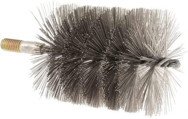 Value Collection - 3-1/2" Diam Helical Stainless Steel Tube Brush - 0.016" Filament Diam, 4-1/4" Brush Length, 7-1/2" OAL, 1/2-12 Male Shank - Industrial Tool & Supply