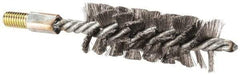 Value Collection - 1-1/2" Diam Helical Steel Tube Brush - Single Spiral, 0.012" Filament Diam, 4" Brush Length, 7" OAL, 1/2-12 Male Shank - Industrial Tool & Supply