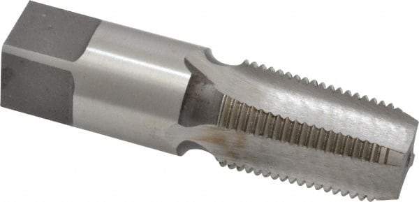 Interstate - 3/8-18 NPTF Thread, 4 Flute Standard Pipe Tap - 2-9/16" OAL, 1-1/16" Thread Length, 0.7" Shank Diam, Bright Finish, High Speed Steel - Exact Industrial Supply