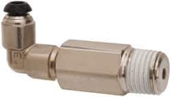 Parker - 6mm Outside Diam, 1/8-28 BSPT, Nickel Plated Brass Push-to-Connect Tube Male Elbow Long - 300 Max psi, Tube to Male Connection - Industrial Tool & Supply