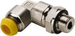 Parker - 14mm Outside Diam, 1/2-14 BSPP, Nickel Plated Brass Push-to-Connect Tube Male Elbow - 300 Max psi, Tube to Male BSPP Connection - Industrial Tool & Supply