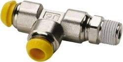 Parker - 6mm Outside Diam, 1/8-28 BSPT, Nickel Plated Brass Push-to-Connect Tube Male Run Tee - 300 Max psi, Tube to Male Connection - Industrial Tool & Supply