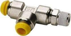 Parker - 6mm Outside Diam, 1/8-28 BSPT, Nickel Plated Brass Push-to-Connect Tube Male Run Tee - 300 Max psi, Tube to Male Connection - Industrial Tool & Supply