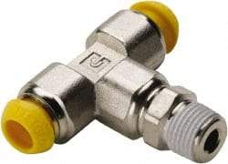 Parker - 4mm Outside Diam, 1/8-28 BSPT, Nickel Plated Brass Push-to-Connect Tube Male Branch Tee - 300 Max psi, Tube to Male Connection - Industrial Tool & Supply