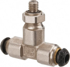 Parker - 4mm Outside Diam, M5x0.8 Metric, Nickel Plated Brass Push-to-Connect Tube Male Branch Tee - 300 Max psi, Tube to Metric Thread Connection - Industrial Tool & Supply