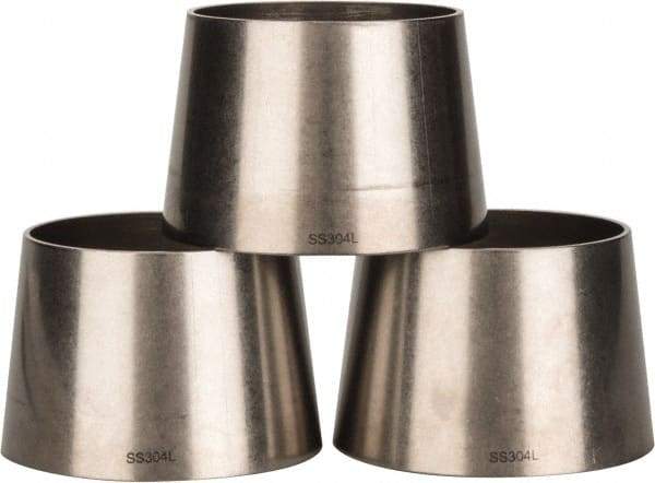 VNE - 3 x 2-1/2", Unpolished Style, Sanitary Stainless Steel Pipe Concentric Reducer - Butt Weld x Butt Weld Connection, Grade 304 - Industrial Tool & Supply