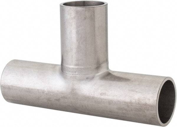 VNE - 1", Unpolished Style, Sanitary Stainless Steel Pipe Tee - Butt Weld x Butt Weld x Butt Weld Connection, Grade 316L - Industrial Tool & Supply