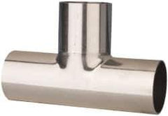 VNE - 2", Unpolished Style, Sanitary Stainless Steel Pipe Tee - Butt Weld x Butt Weld x Butt Weld Connection, Grade 316L - Industrial Tool & Supply