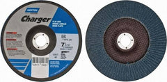 Norton - 40 Grit, 7" Disc Diam, 7/8" Center Hole, Type 29 Zirconia Alumina Flap Disc - 8,600 Max RPM, Fiberglass Backing, Arbor Attaching System, Coated - Industrial Tool & Supply