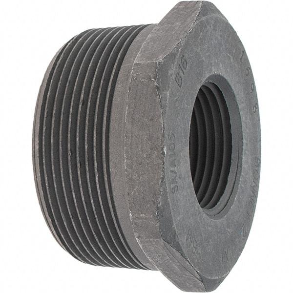 Made in USA - Size 2 x 1", Class 3,000, Forged Carbon Steel Black Pipe Hex Bushing - 3,000 psi, Threaded End Connection - Industrial Tool & Supply