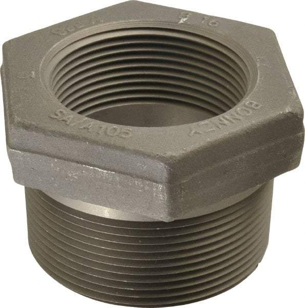 Made in USA - Size 3 x 2-1/2", Class 3,000, Forged Carbon Steel Black Pipe Hex Bushing - 3,000 psi, Threaded End Connection - Industrial Tool & Supply
