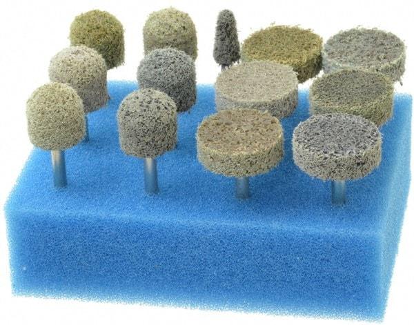 Grier Abrasives - 13 Piece Aluminum Oxide Silicon Carbide Unitized Abrasive Point Set - Includes Shapes B44, B90 & W201 - Industrial Tool & Supply