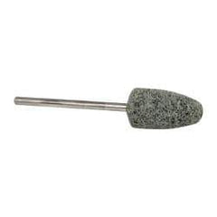 Grier Abrasives - 3/8" Head Diam x 3/4" Thickness, B52, Pointed End, Silicon Carbide Mounted Point - Green-Gray, Fine Grade, 23,000 RPM - Industrial Tool & Supply
