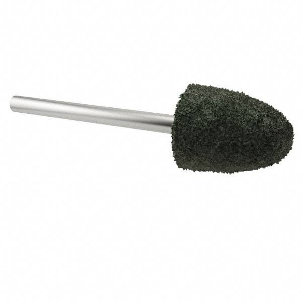 Grier Abrasives - 3/8" Head Diam x 3/4" Thickness, B52, Pointed End, Aluminum Oxide Mounted Point - Green-Gray, Coarse Grade, 45,370 RPM - Industrial Tool & Supply