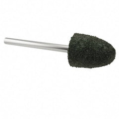 Grier Abrasives - 3/8" Head Diam x 3/4" Thickness, B52, Pointed End, Aluminum Oxide Mounted Point - Green-Gray, Coarse Grade, 45,370 RPM - Industrial Tool & Supply