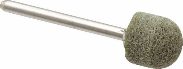 Grier Abrasives - 1/2" Head Diam x 1/2" Thickness, B90, Ball Nose End, Aluminum Oxide Mounted Point - Green-Gray, Fine Grade, 34,500 RPM - Industrial Tool & Supply