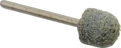 Grier Abrasives - 1/2" Head Diam x 1/2" Thickness, B90, Ball Nose End, Aluminum Oxide Mounted Point - Green-Gray, Coarse Grade, 34,500 RPM - Industrial Tool & Supply