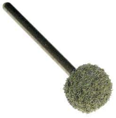 Grier Abrasives - 1/2" Head Diam x 1/2" Thickness, B121, Ball End, Aluminum Oxide Mounted Point - Green-Gray, Fine Grade, 25,000 RPM - Industrial Tool & Supply