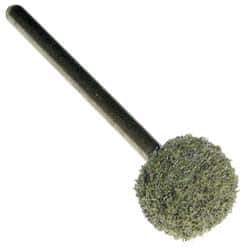 Grier Abrasives - 1/2" Head Diam x 1/2" Thickness, B121, Ball End, Aluminum Oxide Mounted Point - Green-Gray, Fine Grade, 25,000 RPM - Industrial Tool & Supply