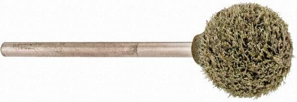 Grier Abrasives - 1/2" Head Diam x 1/2" Thickness, B121, Ball End, Aluminum Oxide Mounted Point - Green-Gray, Medium Grade, 25,000 RPM - Industrial Tool & Supply