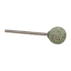 Grier Abrasives - 1/2" Head Diam x 1/2" Thickness, B121, Ball End, Aluminum Oxide Mounted Point - Green-Gray, Coarse Grade, 25,000 RPM - Industrial Tool & Supply