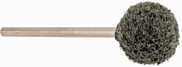Grier Abrasives - 1/2" Head Diam x 1/2" Thickness, B121, Ball End, Silicon Carbide Mounted Point - Green-Gray, Fine Grade, 25,000 RPM - Industrial Tool & Supply