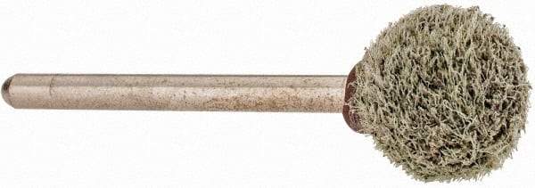 Grier Abrasives - 1/2" Head Diam x 1/2" Thickness, B121, Ball End, Aluminum Oxide Mounted Point - Green-Gray, Medium Grade, 45,370 RPM - Industrial Tool & Supply