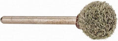 Grier Abrasives - 1/2" Head Diam x 1/2" Thickness, B121, Ball End, Aluminum Oxide Mounted Point - Green-Gray, Medium Grade, 45,370 RPM - Industrial Tool & Supply