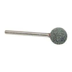 Grier Abrasives - 1/2" Head Diam x 1/2" Thickness, B121, Ball End, Silicon Carbide Mounted Point - Green-Gray, Fine Grade, 45,370 RPM - Industrial Tool & Supply